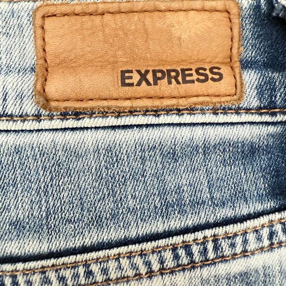 Express Jeans Y2K Acid Wash Distressed Denim Jeans Slim Leg High Rise Size 4 - Picture 14 of 15